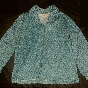 Blue and white button up shirt